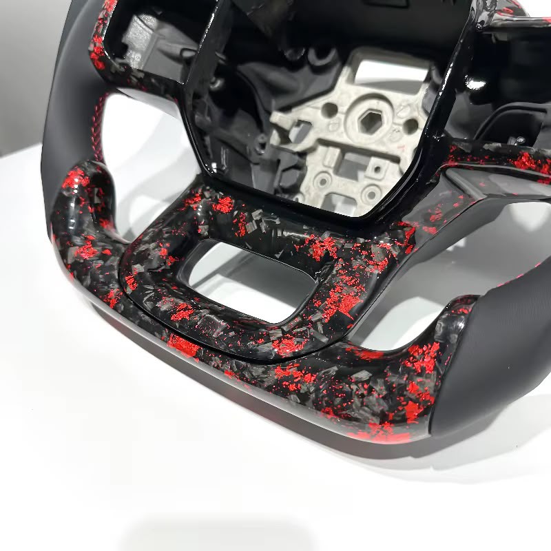 Volante F150/Lobo/Raptor/SuperSnake 2021+ Fibra de carbono forjada/Cuero liso