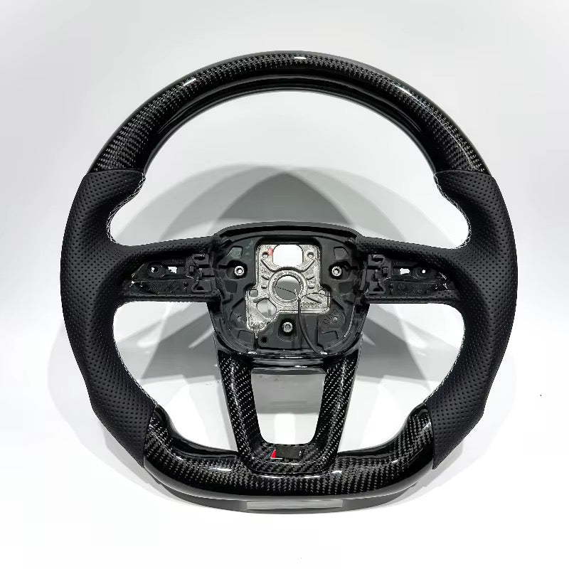 Volante Audi A/S/Q 3, 4, 5, 7, 8 2017+ Fibra de Carbono/Cuero Perforado