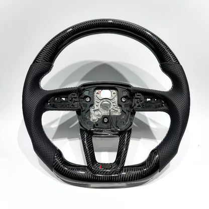 Volante Audi A/S/Q 3, 4, 5, 7, 8 2017+ Fibra de Carbono/Cuero Perforado