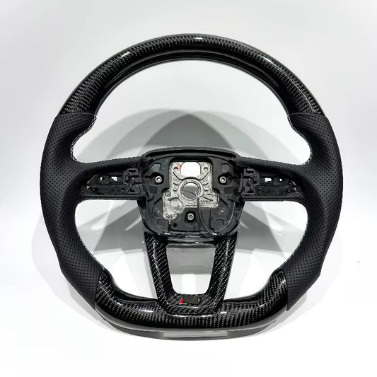 Volante Audi A/S/Q 3, 4, 5, 7, 8 2017+ Fibra de Carbono/Cuero Perforado
