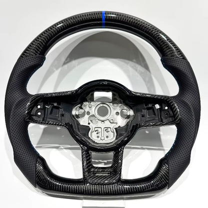 EN STOCK VW GTI Mk7-7.5 Volante de Fibra de Carbono/Cuero Perforado/Detalles Azules