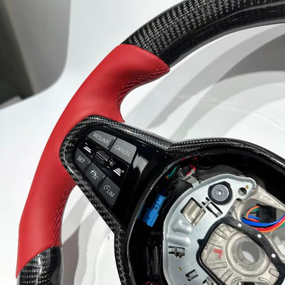 Volante BMW G20/G30/G80 2019-2026 Fibra de Carbono/Cuero Rojo