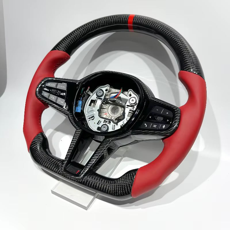 Volante BMW G20/G30/G80 2019-2026 Fibra de Carbono/Cuero Rojo