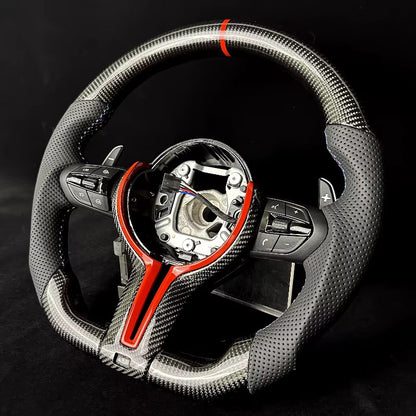 EN STOCK BMW F10/F20/F30/F40/F80 Volante de Fibra de Carbono/Cuero Perforado/Detalles rojos