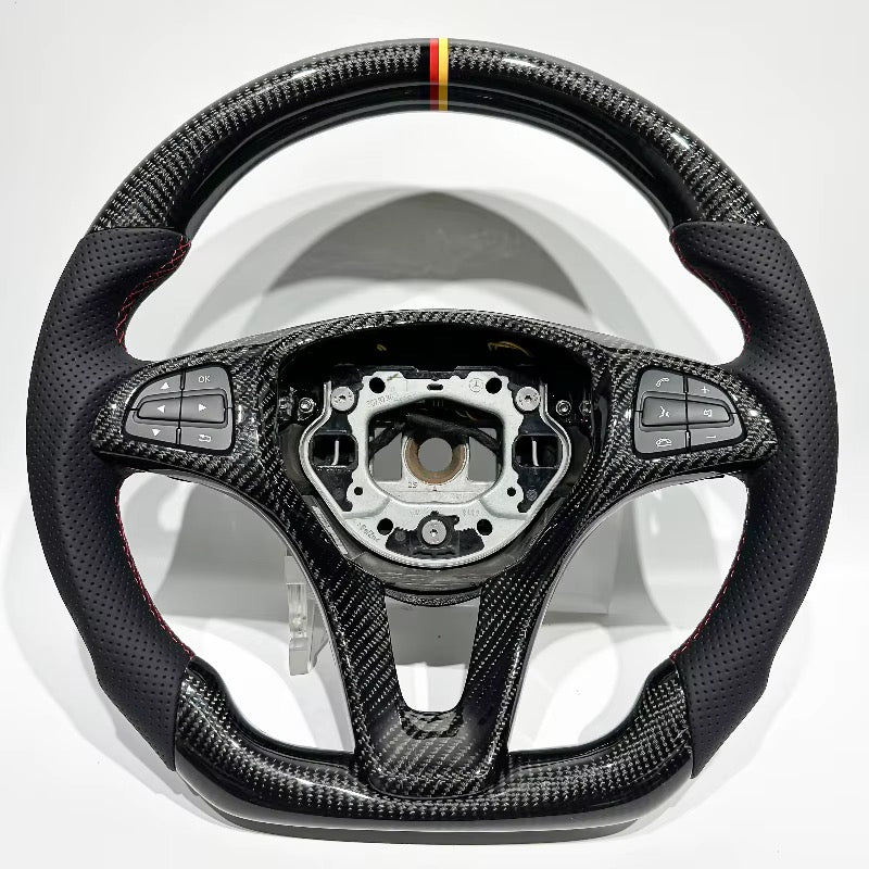 Volante Mercedes Benz Clase C (W205) 2015-2018 Fibra de Carbono/Cuero Perforado