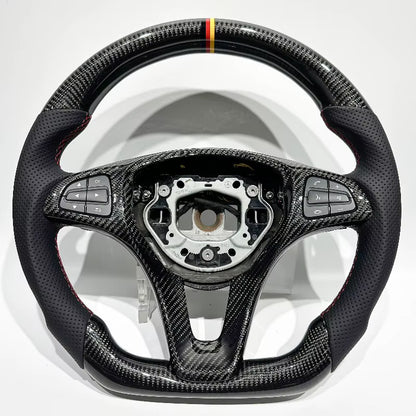 Volante Mercedes Benz Clase C (W205) 2015-2018 Fibra de Carbono/Cuero Perforado
