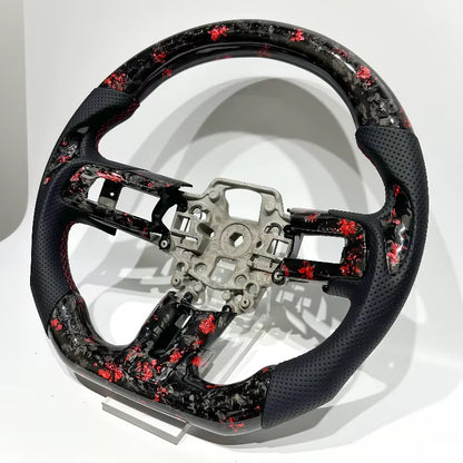 EN STOCK Volante Mustang S550 2015-2023 Fibra de Carbono forjada roja/Cuero perforado