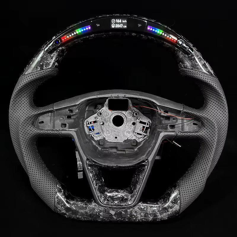 Volante SEAT/Cupra Ibiza, Leon, 2014-2020 Fibra Forjada/LEDs/Cuero perforado