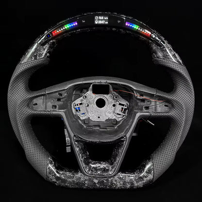 Volante SEAT/Cupra Ibiza, Leon, 2014-2020 Fibra Forjada/LEDs/Cuero perforado