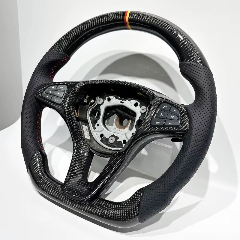 Volante Mercedes Benz Clase C (W205) 2015-2018 Fibra de Carbono/Cuero Perforado