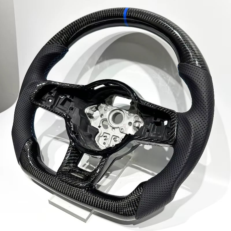 EN STOCK VW GTI Mk7-7.5 Volante de Fibra de Carbono/Cuero Perforado/Detalles Azules