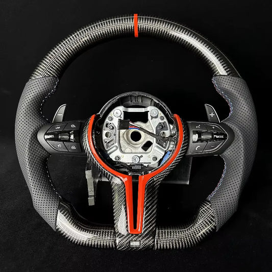 EN STOCK BMW F10/F20/F30/F40/F80 Volante de Fibra de Carbono/Cuero Perforado/Detalles rojos