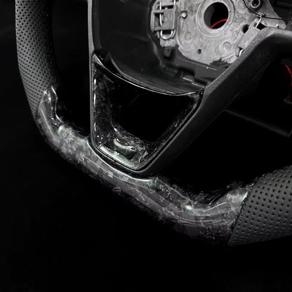 Volante SEAT/Cupra Ibiza, Leon, 2014-2020 Fibra Forjada/LEDs/Cuero perforado