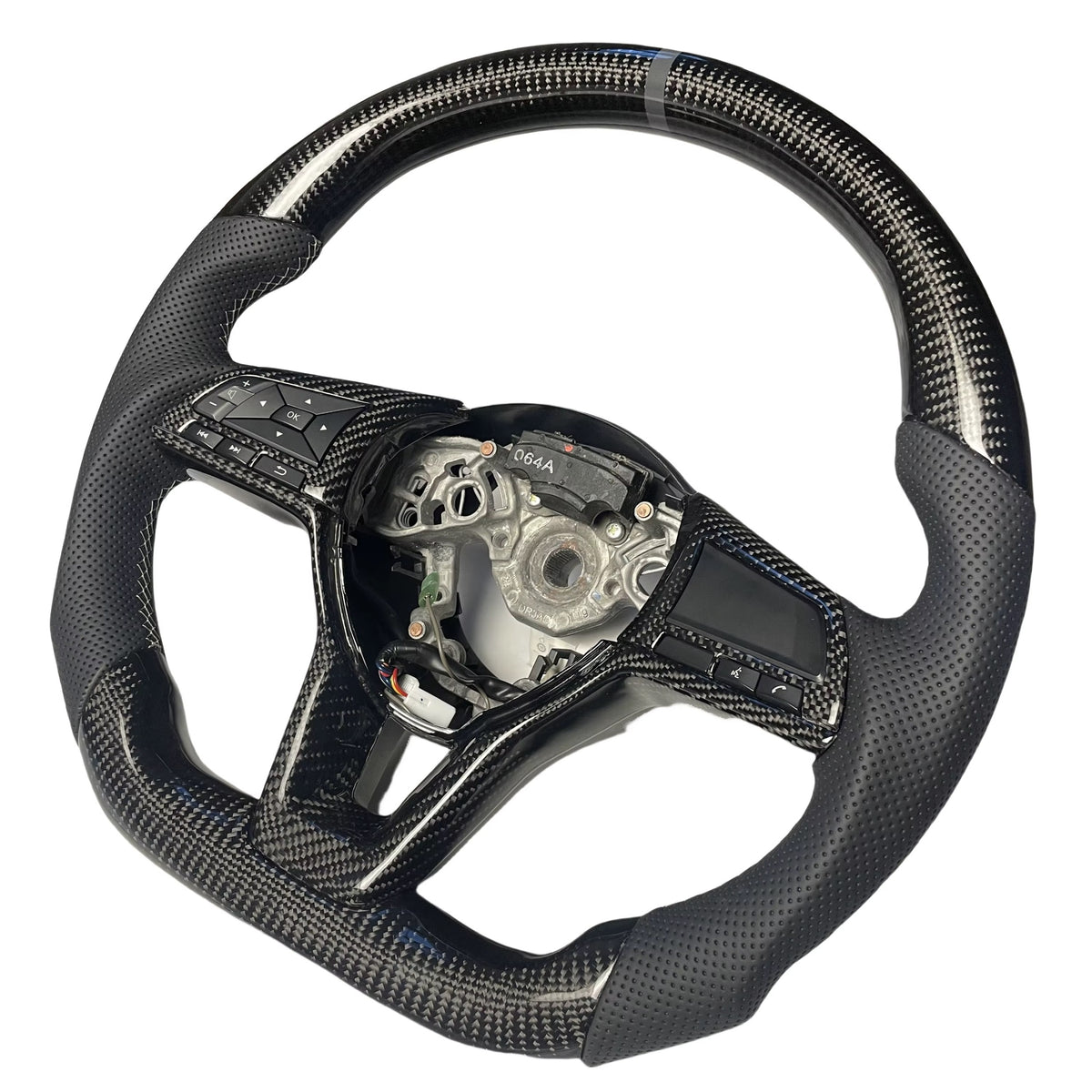 Volante Nissan 2020+ Versa/Sentra/Altima/NP300 Fibra de Carbono & Cuero Perforado