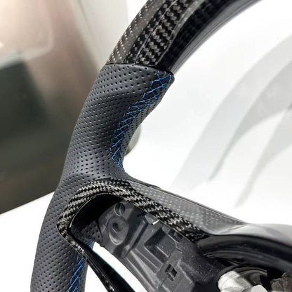 EN STOCK VW GTI Mk7-7.5 Volante de Fibra de Carbono/Cuero Perforado/Detalles Azules