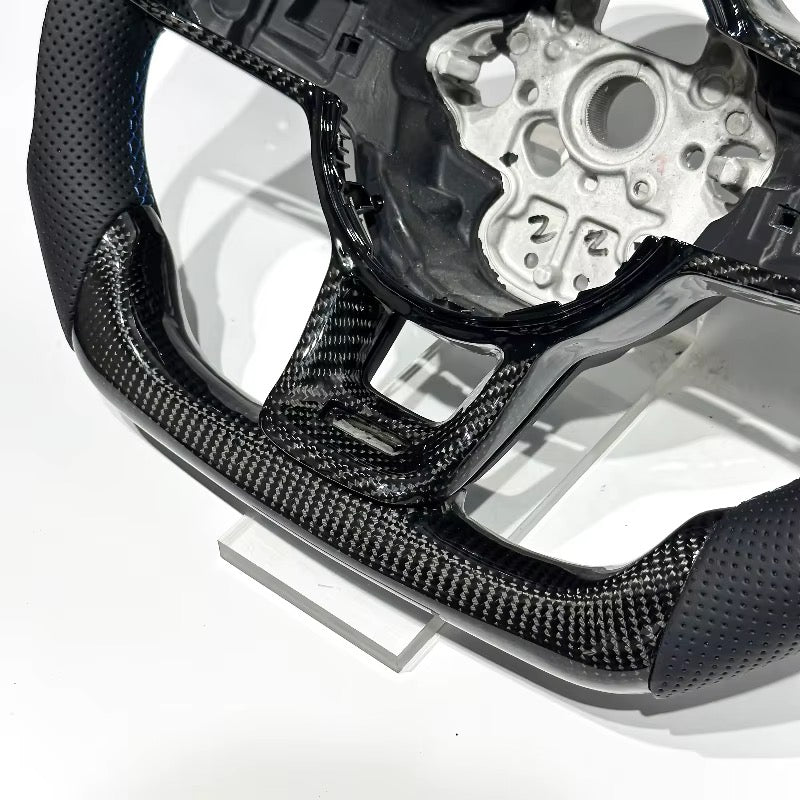EN STOCK VW GTI Mk7-7.5 Volante de Fibra de Carbono/Cuero Perforado/Detalles Azules