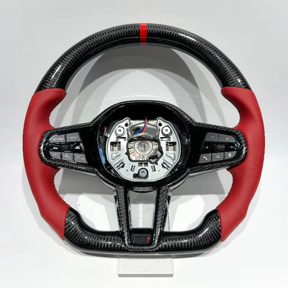 Volante BMW G20/G30/G80 2019-2026 Fibra de Carbono/Cuero Rojo