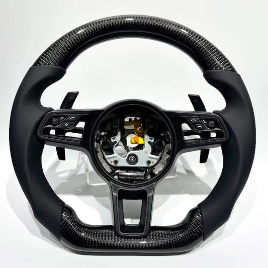 Volante Porsche 2017+ Fibra de Carbono/Cuero Perforado