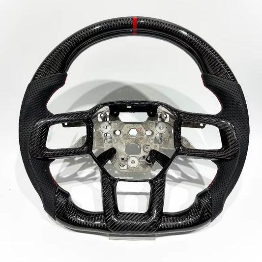 Volante Mustang S650 2024+ Fibra de carbono/Cuero perforado