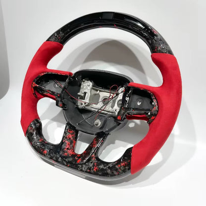 Volante RT/SRT 2014+ Fibra de carbono forjada/LED/Alcántara italiana roja