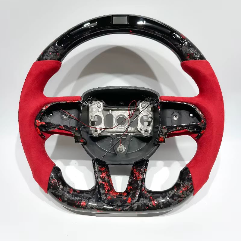 Volante RT/SRT 2014+ Fibra de carbono forjada/LED/Alcántara italiana roja