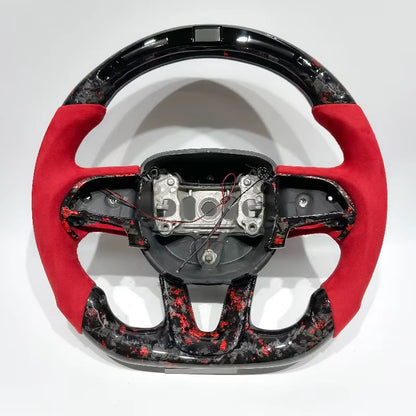 Volante RT/SRT 2014+ Fibra de carbono forjada/LED/Alcántara italiana roja