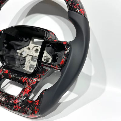 Volante F150/Lobo/Raptor/SuperSnake 2021+ Fibra de carbono forjada/Cuero liso