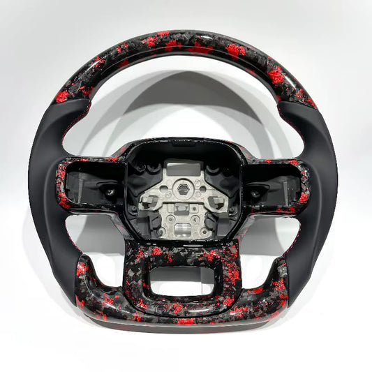 Volante F150/Lobo/Raptor/SuperSnake 2021+ Fibra de carbono forjada/Cuero liso