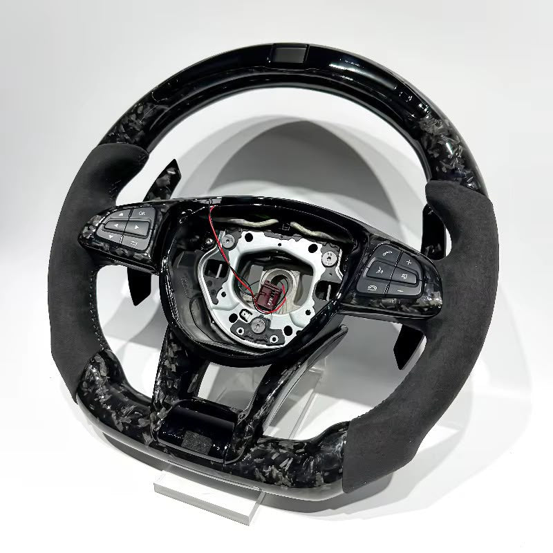 Volante Mercedes C W205 2014-2018 Fibra de Carbono Forjada/Alcantara Italiana/LEDs
