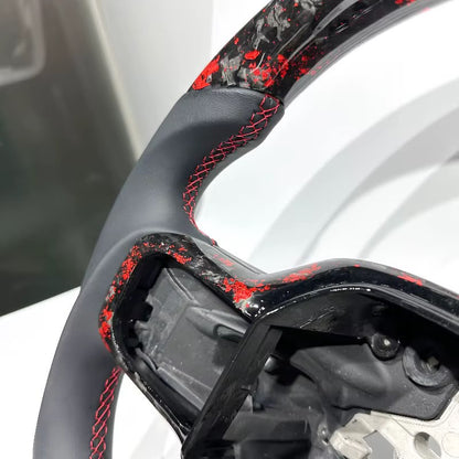 Volante F150/Lobo/Raptor/SuperSnake 2021+ Fibra de carbono forjada/Cuero liso